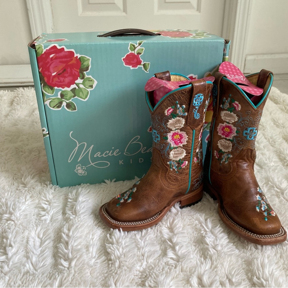 Macie Bean Kids Brown Floral Cowboy Boots. Toddler Sz 6